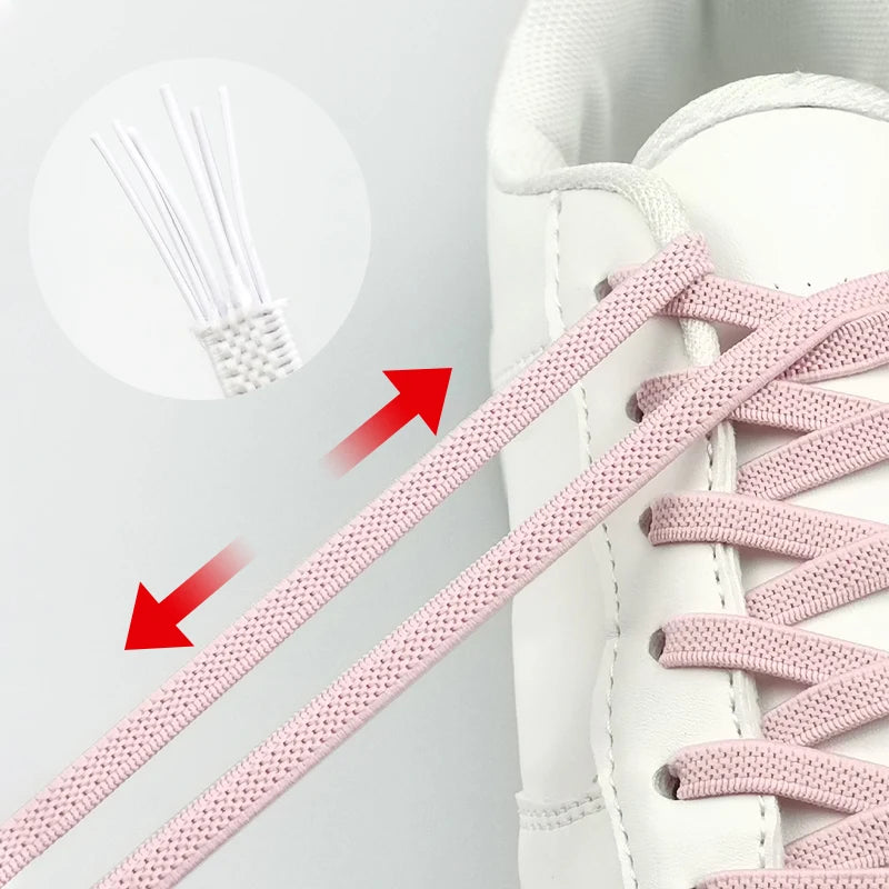 1Pair New Flat Elastic Locking Shoelace No Tie Shoelaces Special Creative Kids Adult Unisex Sneakers Shoes Laces strings