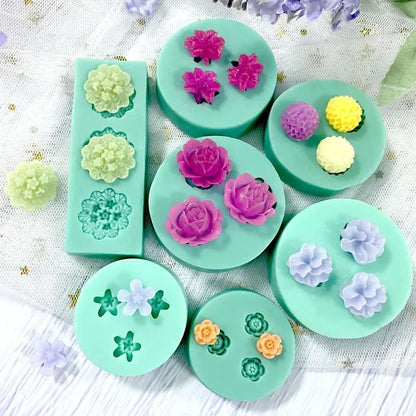 Mini Flowers Series Silicone Mold DIY Handmade Fondant Cake Baking Chocolate Sugar Cake Tool Resin Polymer Clay Making Mould