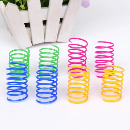 4pcs Kitten Cat Toys Wide Durable Heavy Gauge Cat Spring Toy Colorful Springs Cat Pet Toy Coil Spiral Springs Pet Intera