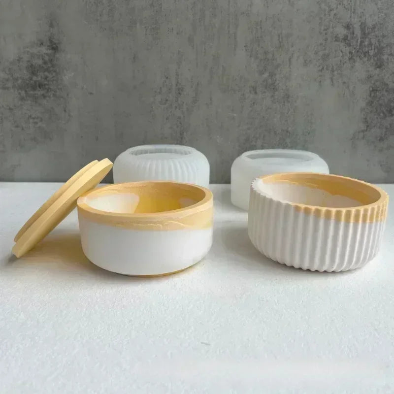 DIY Round Plaster Cup Scented Candle Silicone Mold Vase Storage Jar Cement Plaster Pottery Mould Concrete Making Crafts Supplies