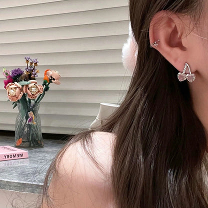 New Punk Style Liquid Butterfly Stud Earring For Woman 2023 Cool Metal Butterfly Earrings Y2k Aesthetic Jewelry Party Gift