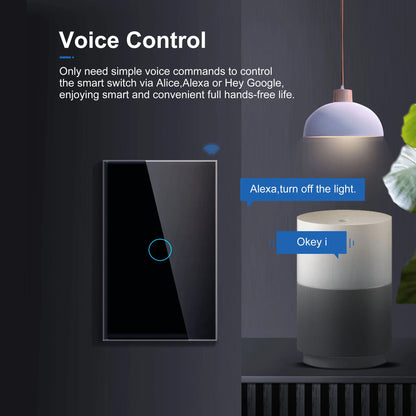 GIRIER Smart Wifi Touch Switch No Neutral Wire Required Smart Home 1/2/3 Gang Light Switch 100-240V Works with Alexa Hey Google