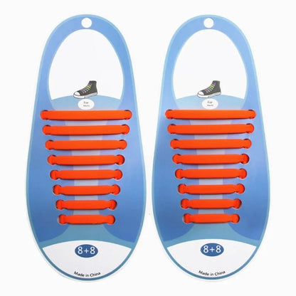 16pcs/lot Shoes Accessories Elastic Silicone Shoelaces Elastic Shoelace Creative Lazy Silicone Laces No Tie Rubber Lace