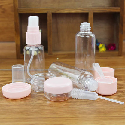 7pc/Set Travel Mini Makeup Cosmetic Face Cream Pot Bottles Plastic Transparent Empty Make Up Container Bottle Travel Accessories