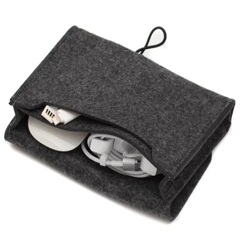 1 Pcs Key Coin Package Mini Felt Pouch Chargers Storage Bags for Travel USB Data Cable Mouse Organizer Electronic Gadget Bags