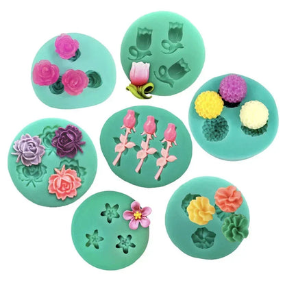 Mini Flowers Series Silicone Mold DIY Handmade Fondant Cake Baking Chocolate Sugar Cake Tool Resin Polymer Clay Making Mould