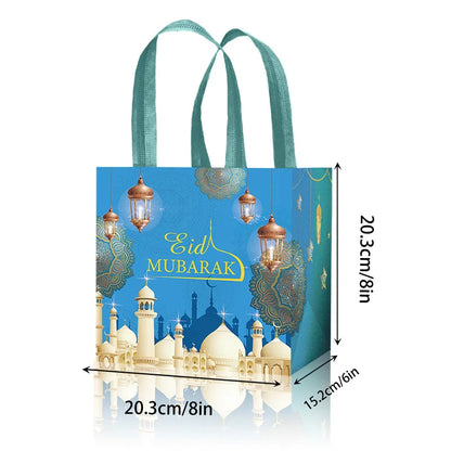 1pc Eid Mubarak Gift Bag Ramadan Kareem Nonwoven Pouch Cookie Candy Packaging Bags Muslim Islamic Ramadan Party Decor Supplies