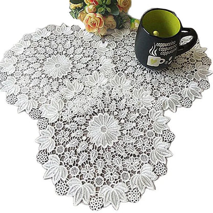NEW Rose flower Lace Round Embroidery table place mat Christmas wedding pad tea coffee placemat cup dish coaster doily kitchen