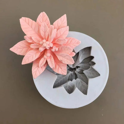 3D Holly Leaf Silicone Mold Cake Baking Christmas Decoration Chocolate Soap Red Fruit Flower Fondant Mould Kitchen Baking Tools