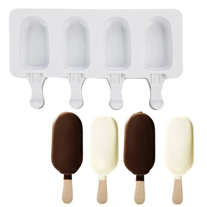 1PC Homemade Food Grade Silicone Ice Cream Molds 2 Size Ice lolly Moulds Freezer Ice cream bar Molds Maker With Popsicle Sticks