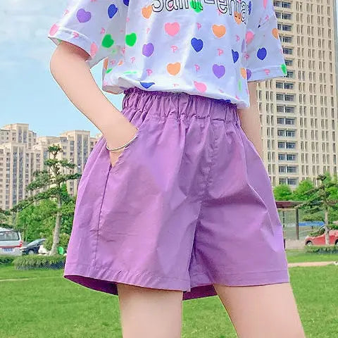 Summer Suit for Girls 2023 New Baby Short Sleeve T-shirt + Loose Shorts Two-piece Set Children Cute Clothing 4 6 8 10 12