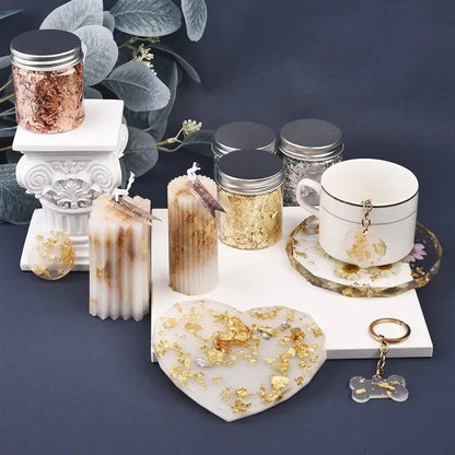 1box Gold Leaf Flakes Sequins Glitters Epoxy Resin Filling Gold Foil Paper DIY Resin Silicone Mold Nail Art Jewelry Making Decor