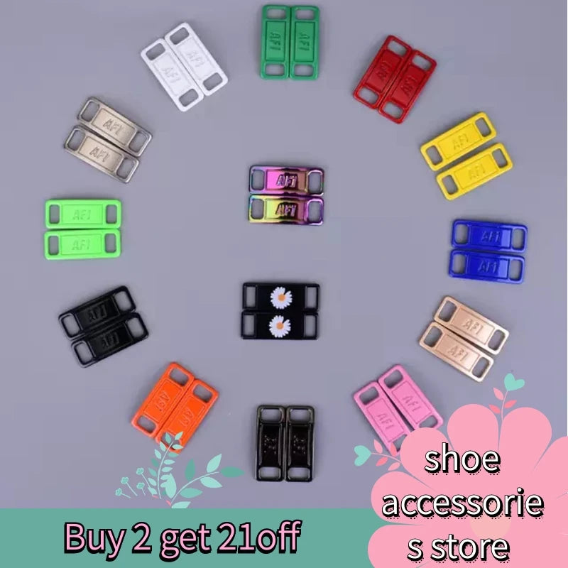 AF1 Shoelaces Buckle Shoelace Metal Buckle Shoelaces Accessories Metal Lace Lock DIY  Sneaker Kits 2pcs / pair