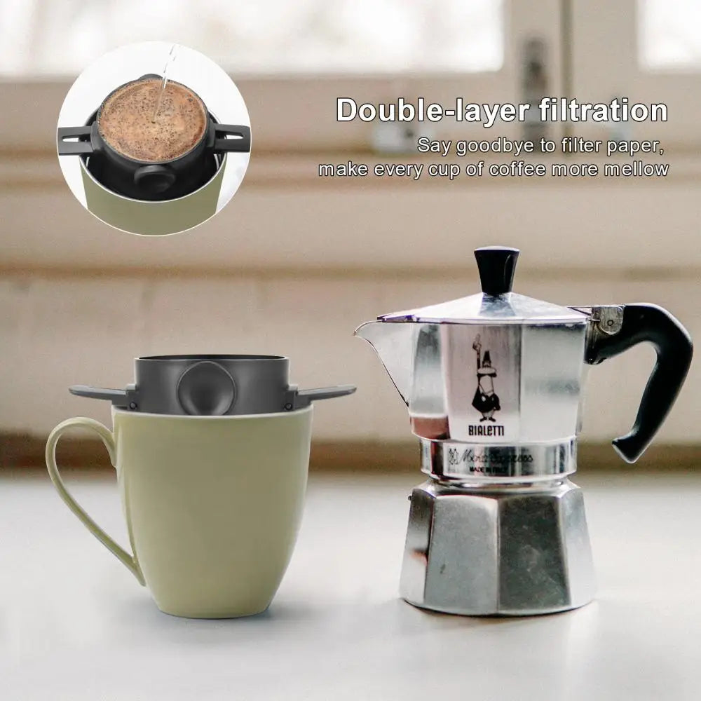 Portable Foldable Coffee Filter Stainless Steel Easy Clean Reusable Coffee Funnel Paperless Pour Over Holder Coffee Drippers