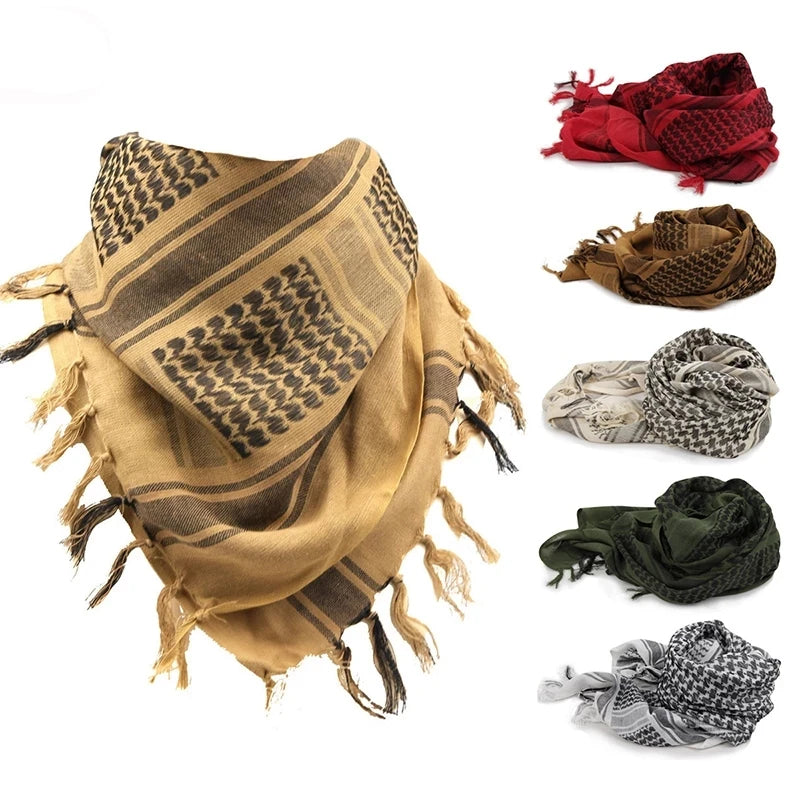 2022 New Plaid Tactical Desert Hijab Scarf Tassel Headband Muslim Arab Men Women Keffiyeh Outdoor Square Winter Head Scarves