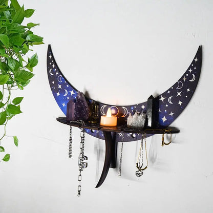 Bohemian Wooden Decorative Shelf Rack Jewelry Candlestick Aromatherapy Display Stand For Home Decoration Room Decor Wall Shelf