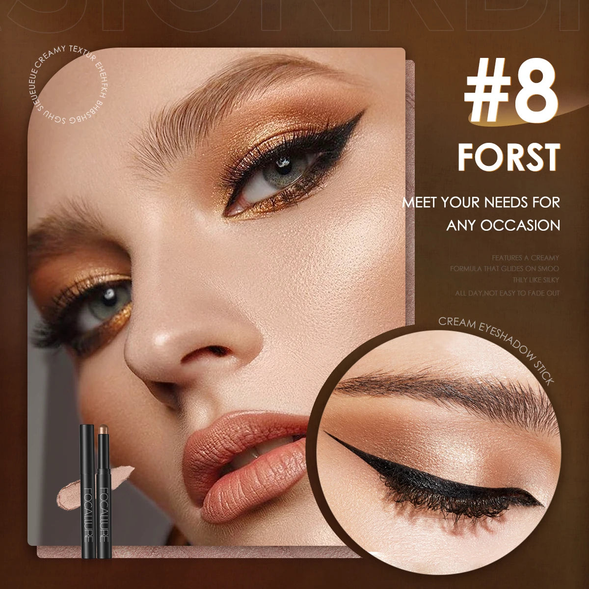 FOCALLURE 24 Colors Pearlescent Eyeshadow Pencil Waterproof Glitter