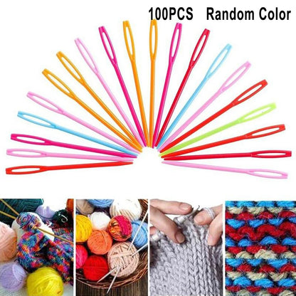 100pcs 5.5/7/9/15cm Plastic Knitting Sewing Needles For Crafts Sweater Clothing Shoes DIY Kniting Needles Cusp Crochet Hooks