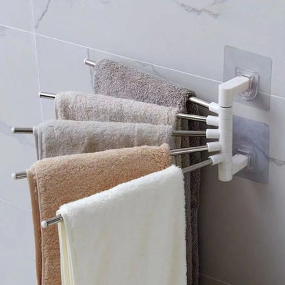 Nordic Bathroom Towel Rack Rotatable Towel Holder Space ABS 2/3/4/5-Bar Towel Hanger Kitchen Shelf Paper Hanging Wall Mounted