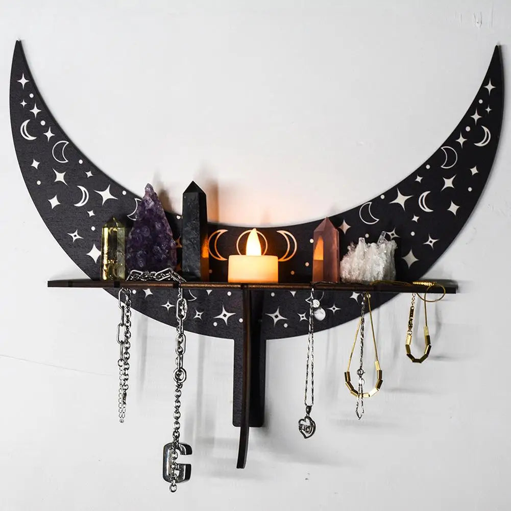 Bohemian Wooden Decorative Shelf Rack Jewelry Candlestick Aromatherapy Display Stand For Home Decoration Room Decor Wall Shelf