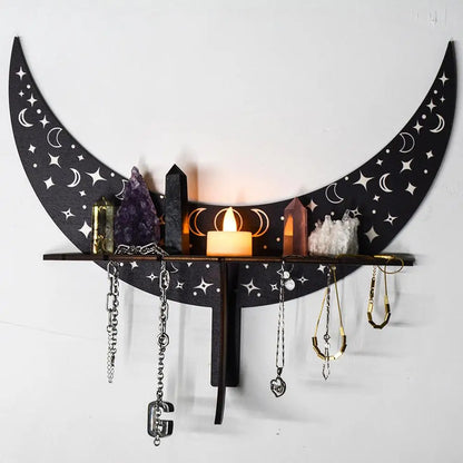 Bohemian Wooden Decorative Shelf Rack Jewelry Candlestick Aromatherapy Display Stand For Home Decoration Room Decor Wall Shelf