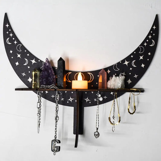 Bohemian Wooden Decorative Shelf Rack Jewelry Candlestick Aromatherapy Display Stand For Home Decoration Room Decor Wall Shelf