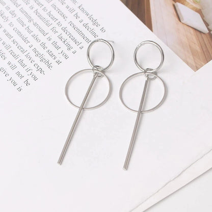 New Fashion Metal Tassel Earrings for Women Long Circle Dangle Earrings Geometric Round Drop Earrings Brief Jewelry pendientes