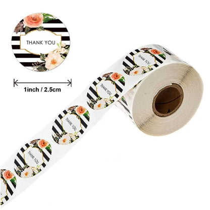 500pcs/pack Different styles of wreath stickers with “thank you” flower handmade crafts decoration  sealing sticker