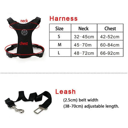 NEW Breathable Mesh Dog Harness With Adjustable Straps Pet Harness With Car Automotive Seat Safety Belt Dog Chest Straps
