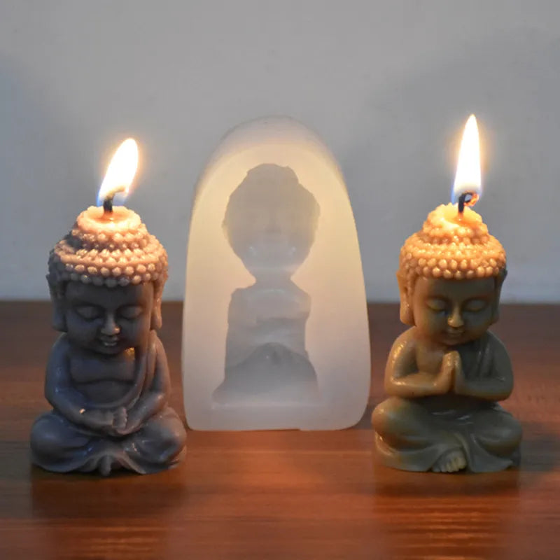 DIY Buddha Candle Silicone Mold 3D Buddha Gypsum Soap Cement Resin Mold Festival Gift Making Church Candle Production Supplies