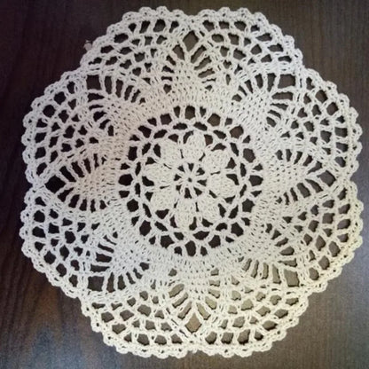 TOP Round Cotton Placemat Cup Coaster Mug Kitchen Christmas Dining Table Place Mat Cloth Lace Crochet Tea Coffee Doily Cake Pad
