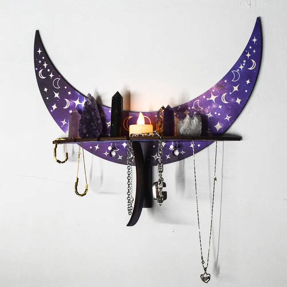 Bohemian Wooden Decorative Shelf Rack Jewelry Candlestick Aromatherapy Display Stand For Home Decoration Room Decor Wall Shelf
