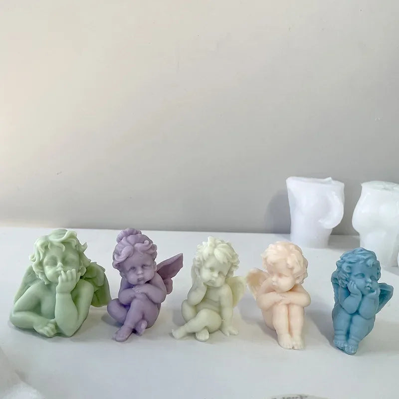 3D Little Angel Candle Silicone Mold Diy Handmade Cute Girl Angel Soap Plaster Crafts Decorative Resin Make Mould Party Gifts