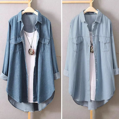 M - 5XL Plus Size Women Shirt Solid Color Single Breasted Long Sleeve Summer Lapel Buttons Shirts Ladies Blouse Blusa