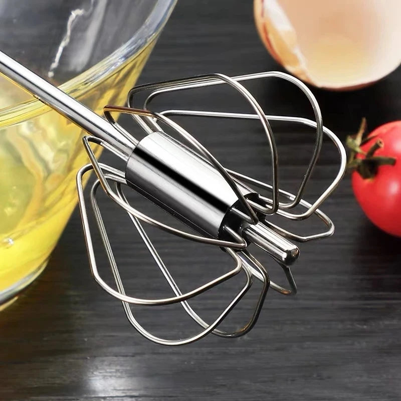 Household Semi-Automatic Rotating Egg Beater Stainless Steel Turning Cream Utensils Whisk Manual Mixer Kitchen Egg Tool
