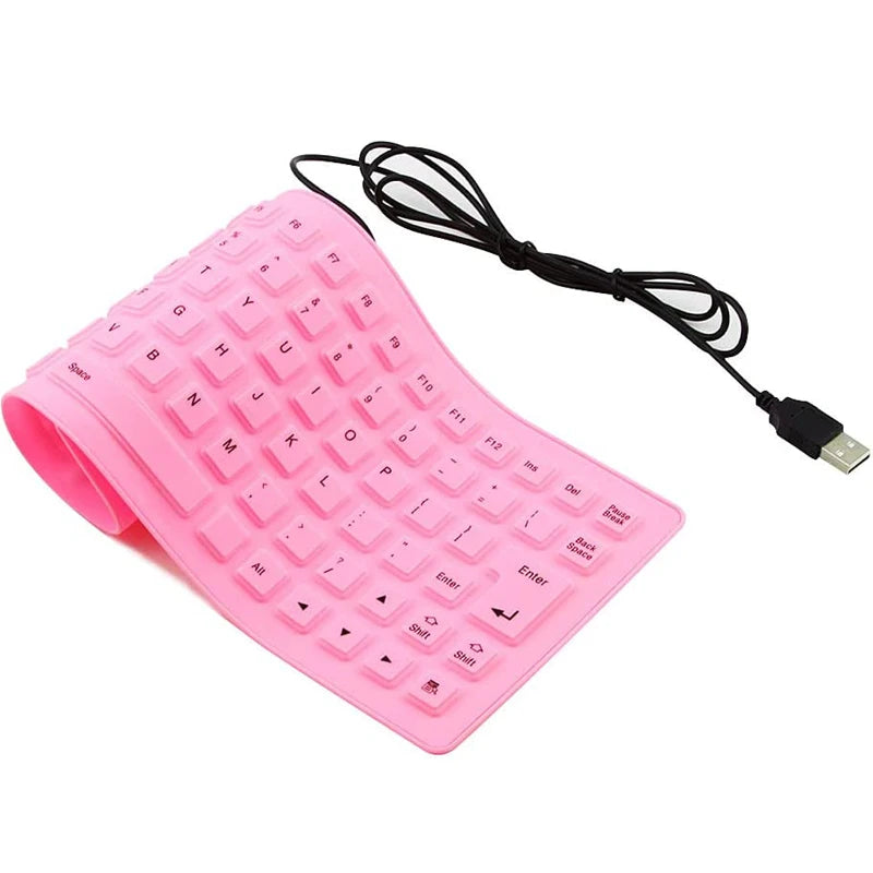 Silicone Mute Soft Keyboard 85-key Computer Keyboard  USB Wired Keyboard Portable Mini Laptop Pc Folding Waterproof Keyboard