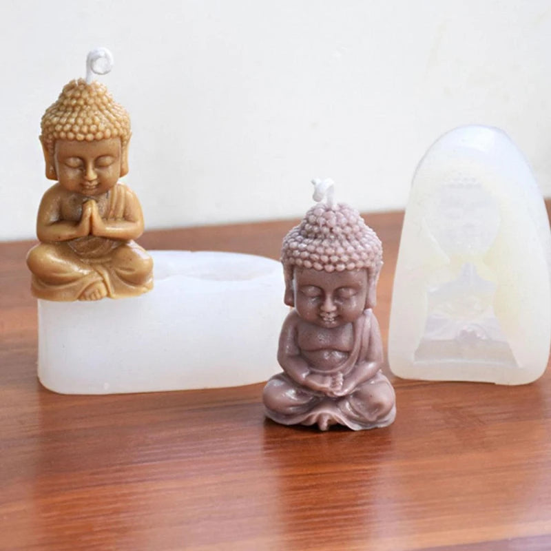 DIY Buddha Candle Silicone Mold 3D Buddha Gypsum Soap Cement Resin Mold Festival Gift Making Church Candle Production Supplies