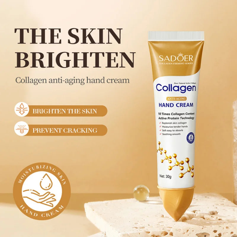 Collagen Anti-wrinkle Removal Hand Cream Moisturizing Nourish Whitening Exfoliating Calluses Gel Anti-Aging Crack Repair 30G