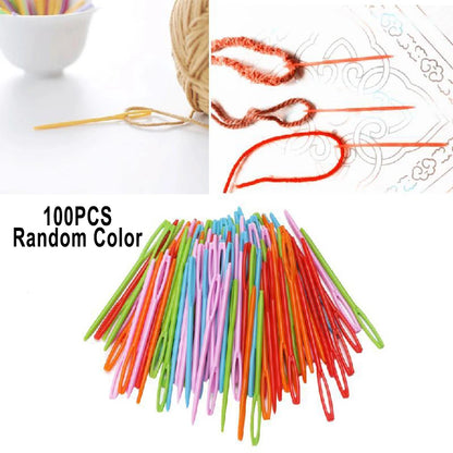 100pcs 5.5/7/9/15cm Plastic Knitting Sewing Needles For Crafts Sweater Clothing Shoes DIY Kniting Needles Cusp Crochet Hooks