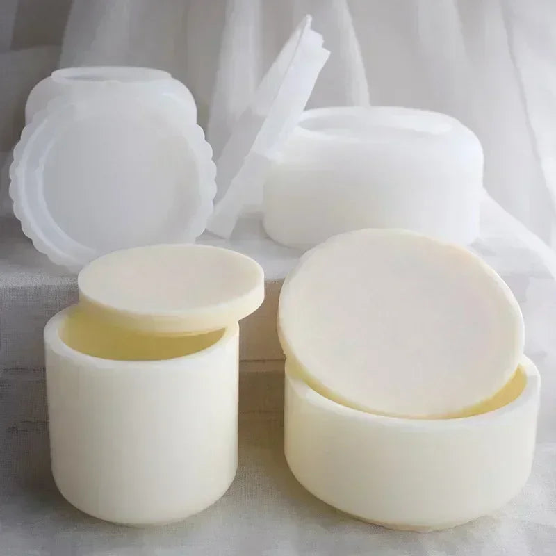 DIY Round Plaster Cup Scented Candle Silicone Mold Vase Storage Jar Cement Plaster Pottery Mould Concrete Making Crafts Supplies