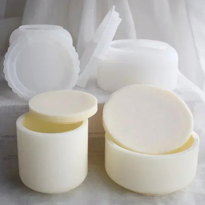 DIY Round Plaster Cup Scented Candle Silicone Mold Vase Storage Jar Cement Plaster Pottery Mould Concrete Making Crafts Supplies