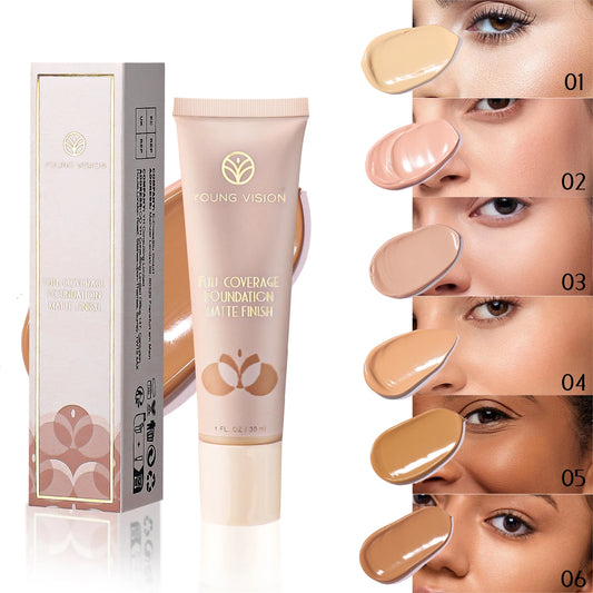 30ml Matte Liquid Foundation Cream Smooth LongWear Oil-Control Full Coverage Concealer Waterproof Contour Wheat Tone Makeup Base