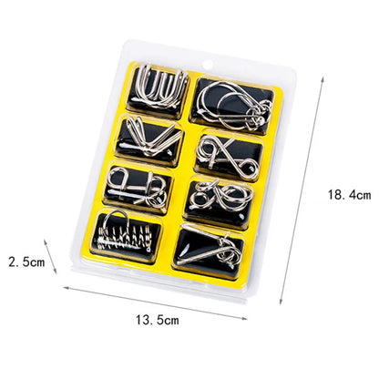 8PCS/Set Metal Montessori Wire Puzzle IQ Mind Brain Teaser Puzzles Game for Children Kids Adults Anti-Stress Educational Toys