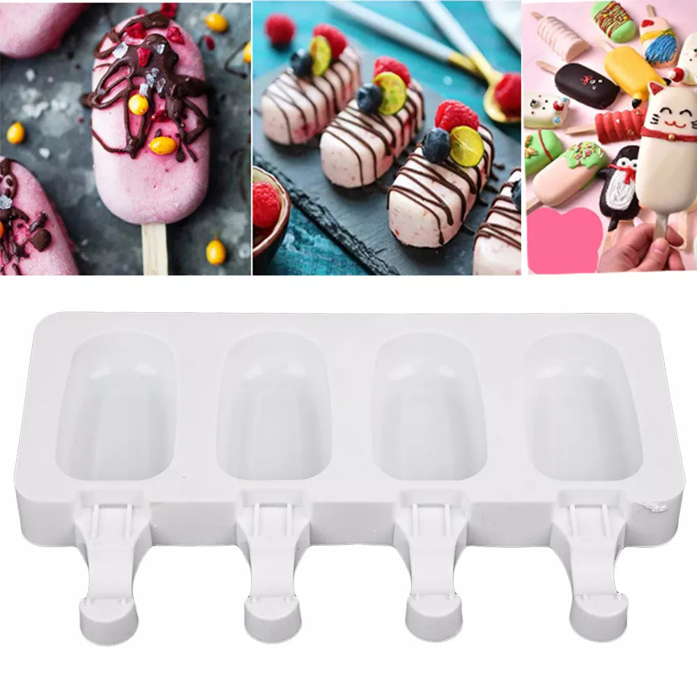 1PC Homemade Food Grade Silicone Ice Cream Molds 2 Size Ice lolly Moulds Freezer Ice cream bar Molds Maker With Popsicle Sticks