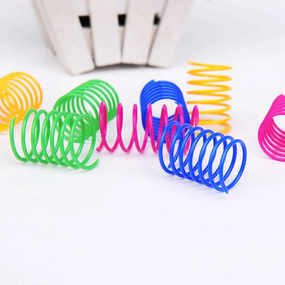 4pcs Kitten Cat Toys Wide Durable Heavy Gauge Cat Spring Toy Colorful Springs Cat Pet Toy Coil Spiral Springs Pet Intera