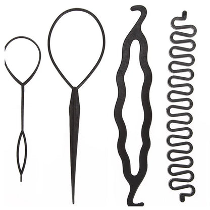 4 Pcs/set Multi-style Women Hair Twist Styling Clip Stick Maker DIY Hair Braiding Tools Hair Accessories Braider DIY Hairstyle