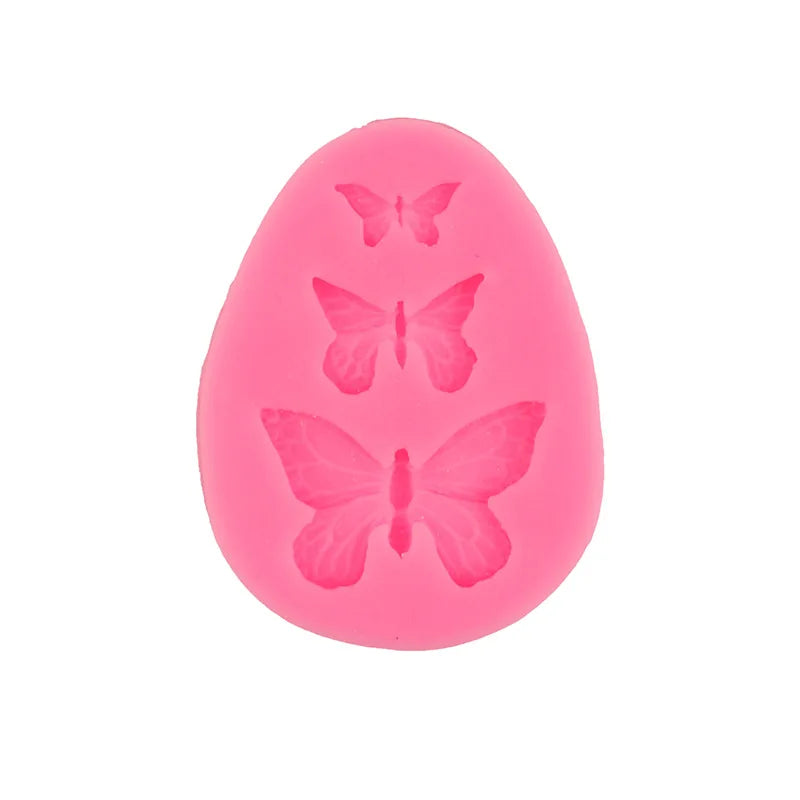 Three Butterflies Flipping Sugar Silicone Mold Handmade Soap DIY Cake Decoration Chocolate Lace Baking Tool 15-15