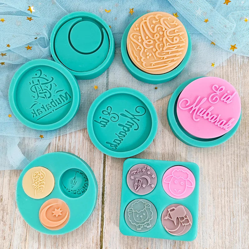 Mini Eid Mubarak Chocolate Biscuit Silicone Mold Fondant Cookie Sugar Cake Decorative Islamic Muslim Festival Baking Accessories