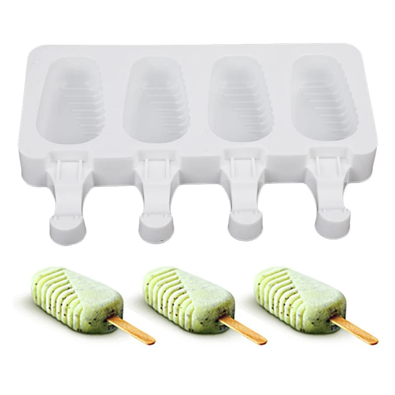 1PC Homemade Food Grade Silicone Ice Cream Molds 2 Size Ice lolly Moulds Freezer Ice cream bar Molds Maker With Popsicle Sticks