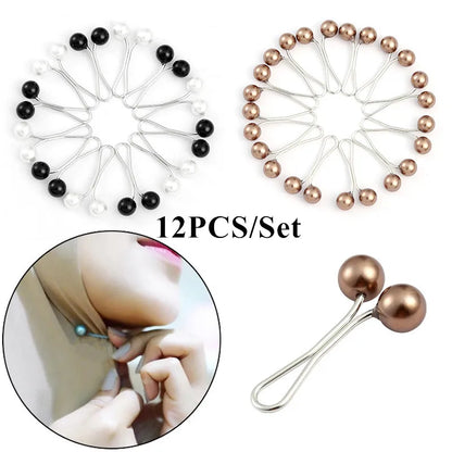 Multicolor Headscarf Pearl Pins Clips Pins Hijab Scarf Clips Muslim Arab Shawl Islamic Accessories Women Jewelry